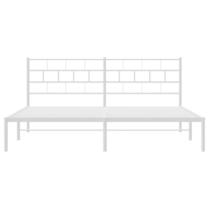 Bettgestell mit Kopfteil Metall Weiß 193x203 cm