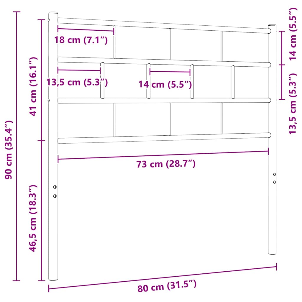Ersatz-Kopfteil Metall Weiß 75 cm