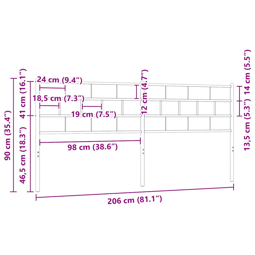 Ersatz-Kopfteil Metall Weiß 200 cm