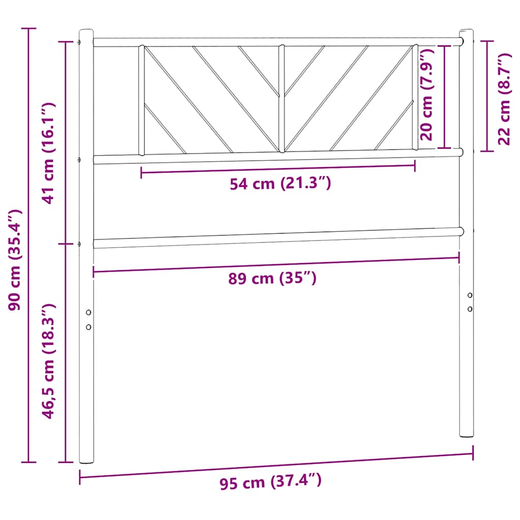 Ersatz-Kopfteil Metall Weiß 90 cm