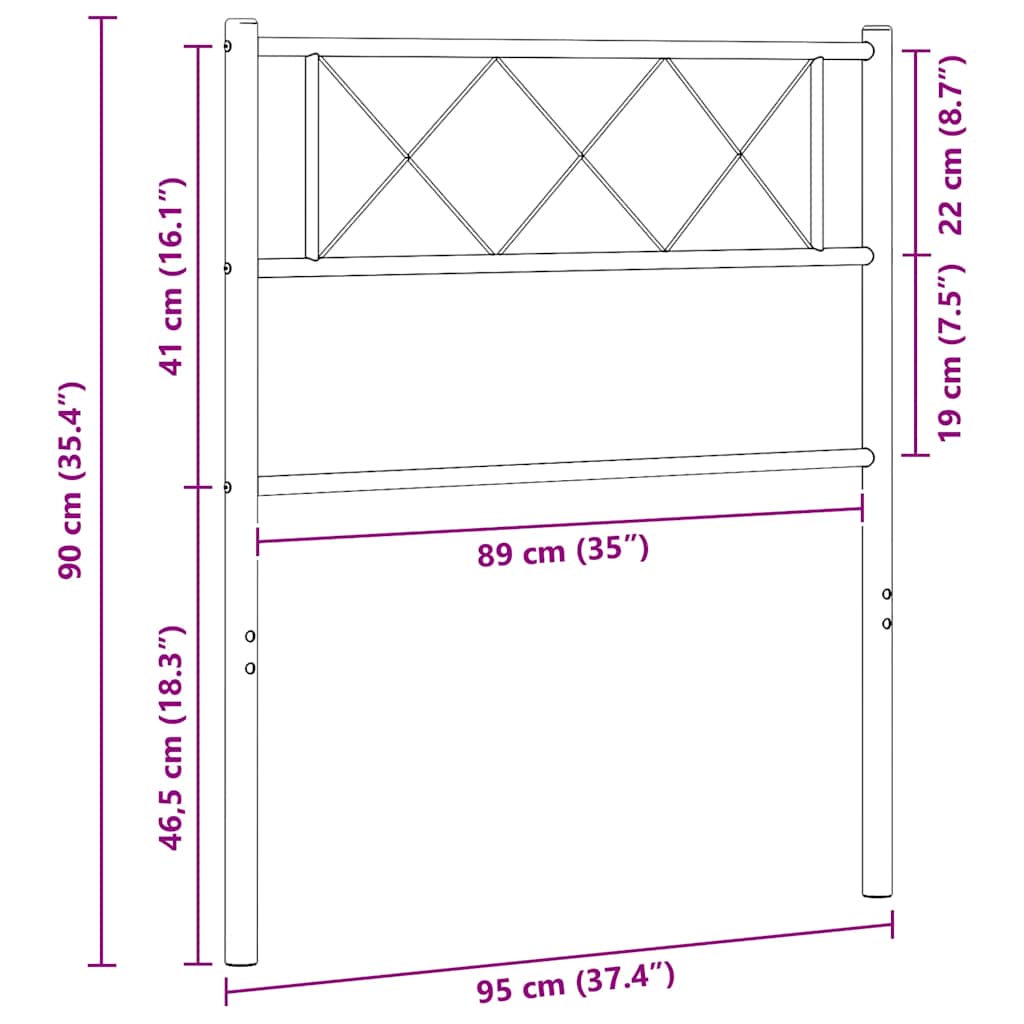 Ersatz-Kopfteil Metall Schwarz 90 cm