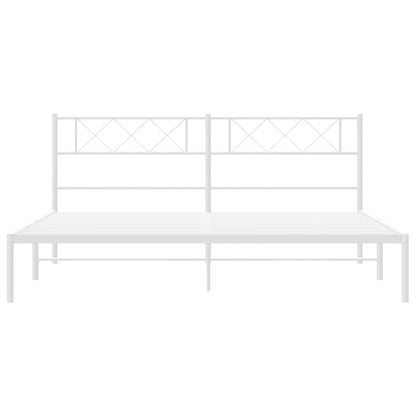 Bettgestell mit Kopfteil Metall Weiß 183x213 cm