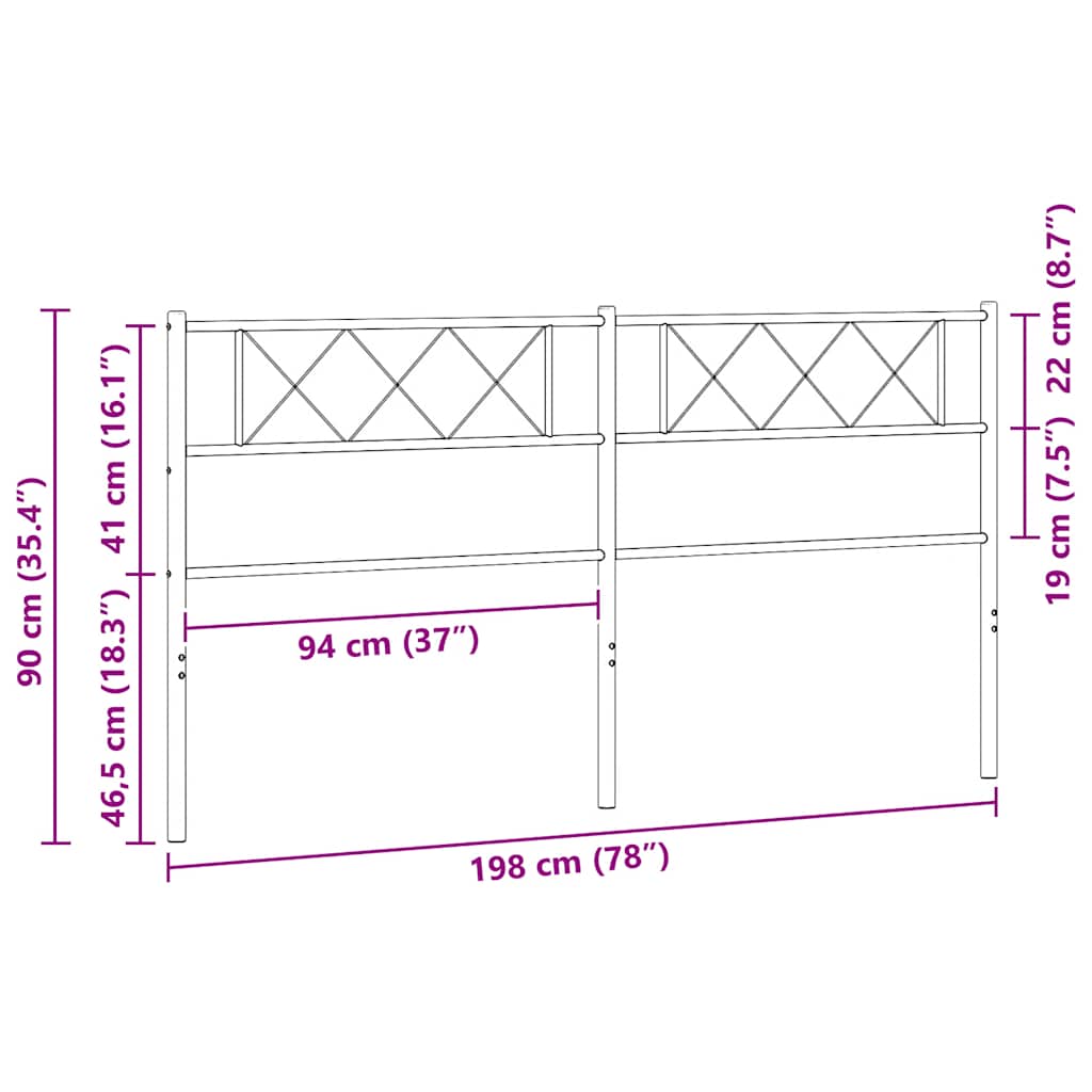 Ersatz-Kopfteil Metall Weiß 193 cm
