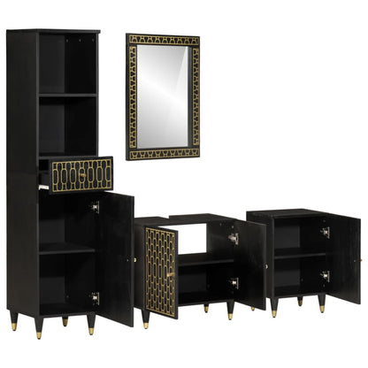 4-tlg. Badmöbel-Set Massivholz Mango