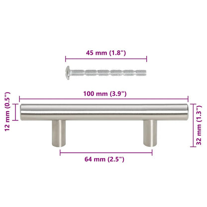 Möbelgriffe 10 Stk. Silbern 64 mm Edelstahl