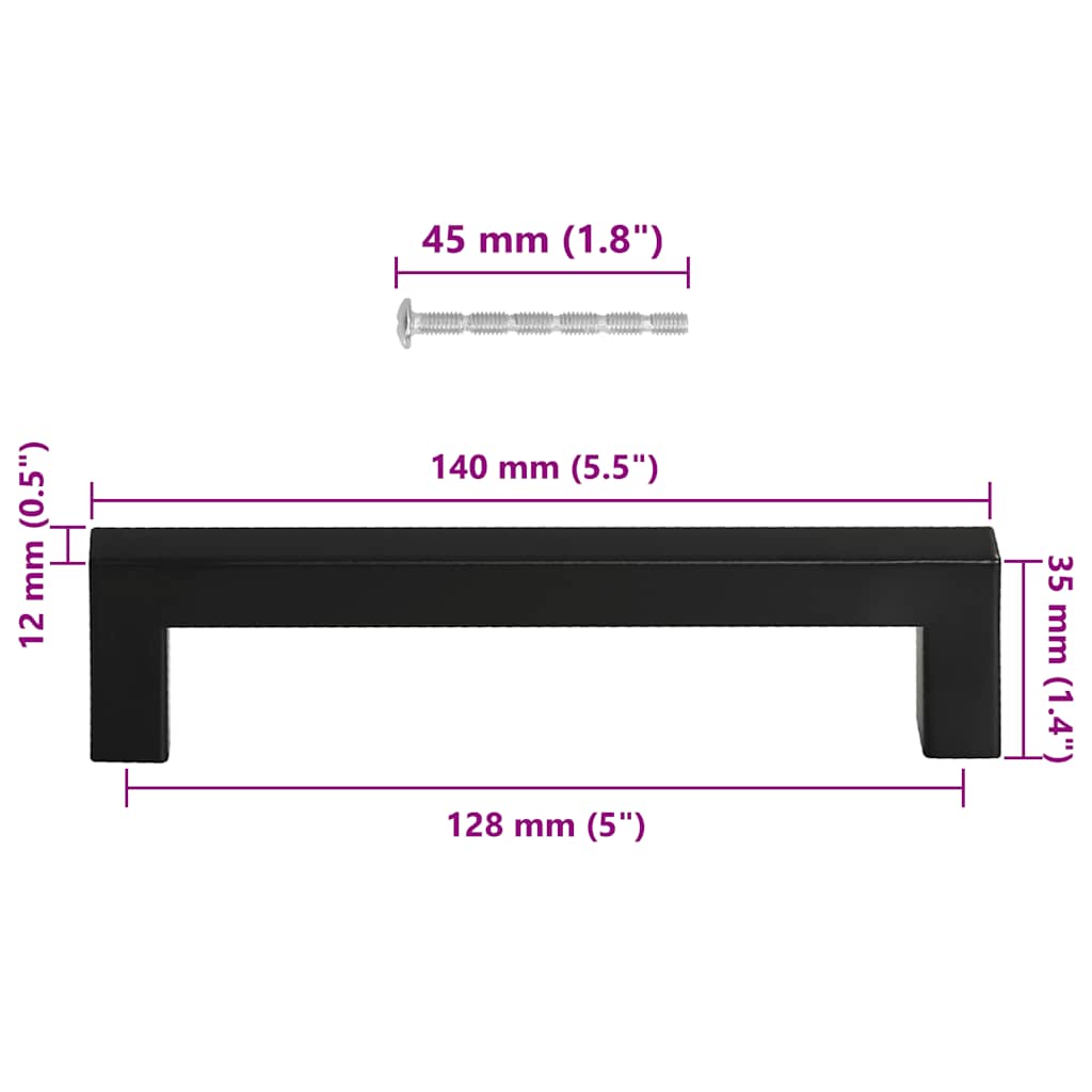 Möbelgriffe 10 Stk. Schwarz 128 mm Edelstahl