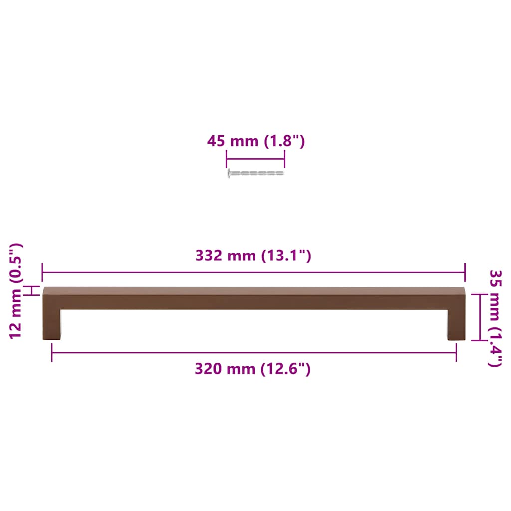 Möbelgriffe 5 Stk. Bronzen 320 mm Edelstahl