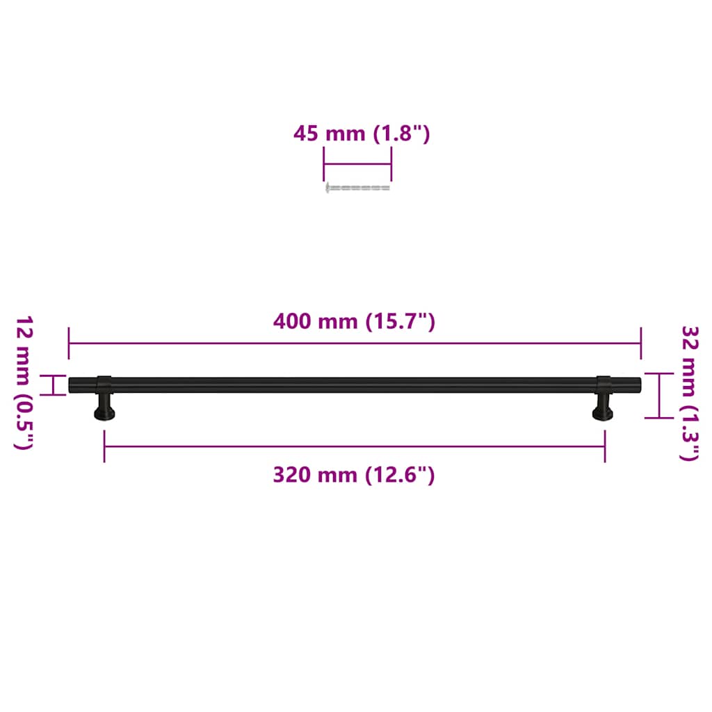 Möbelgriffe 5 Stk. Schwarz 320 mm Edelstahl