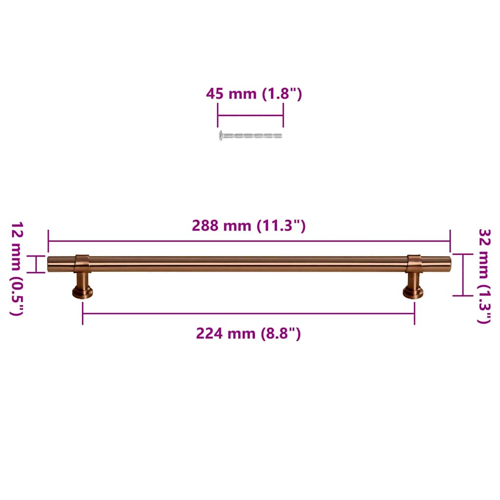 Möbelgriffe 5 Stk. Bronzen 224 mm Edelstahl