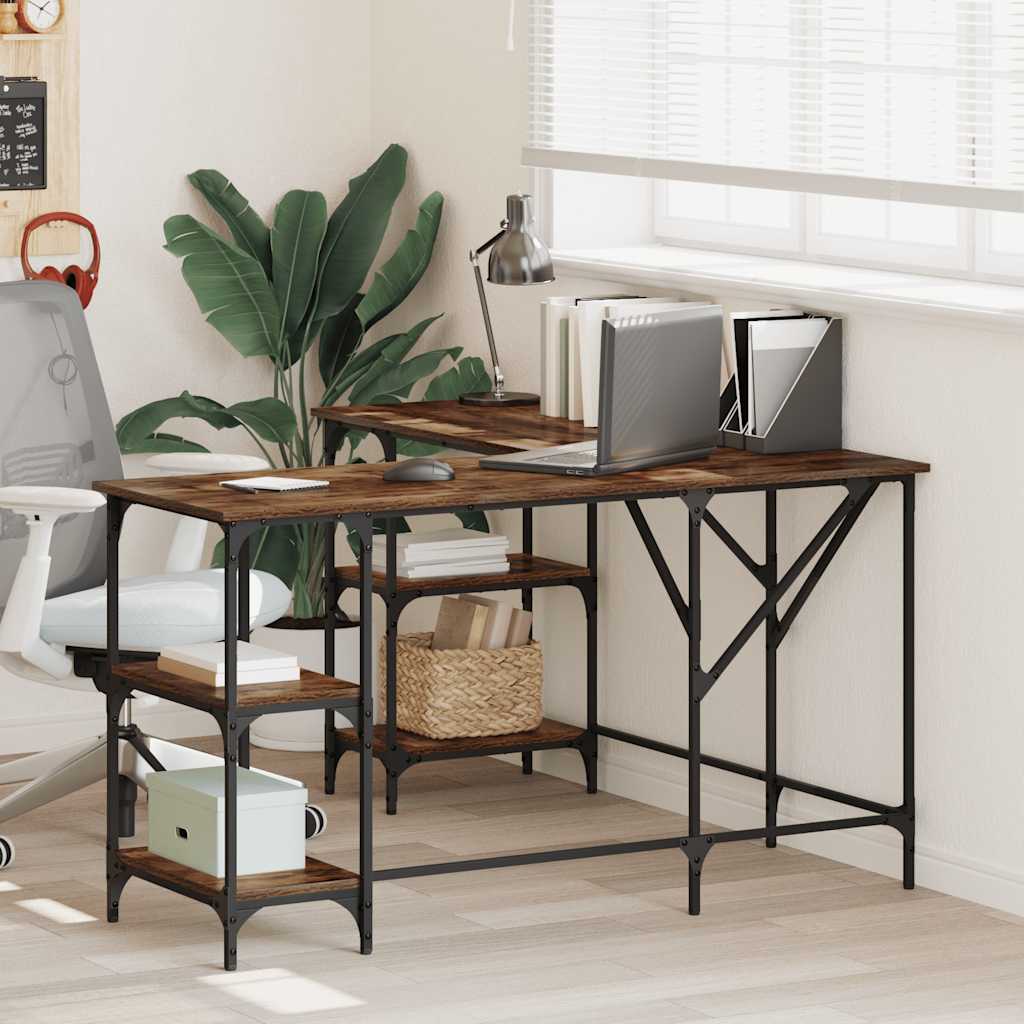 Schreibtisch Räuchereiche 139x139x75 cm Holzwerkstoff