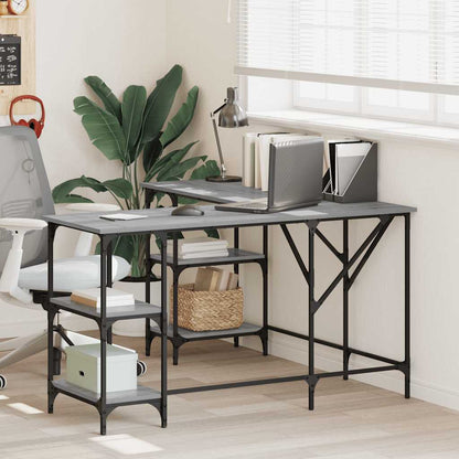 Schreibtisch Grau Sonoma 139x139x75 cm Holzwerkstoff