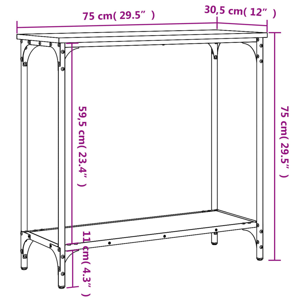 Konsolentisch Sonoma-Eiche 75 x 30,5 x 75 cm Holzwerkstoff