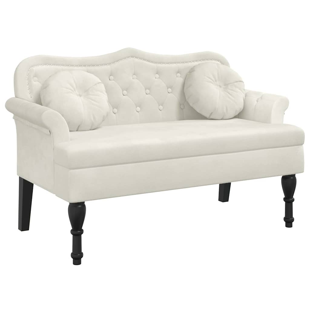 Sitzbank mit Kissen Creme 120,5x65x75 cm Samt