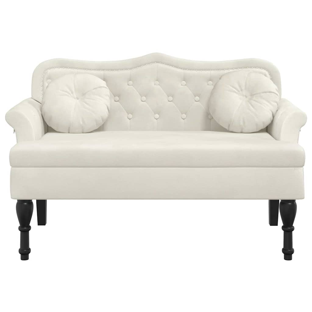 Sitzbank mit Kissen Creme 120,5x65x75 cm Samt