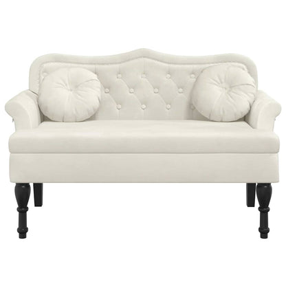 Sitzbank mit Kissen Creme 120,5x65x75 cm Samt