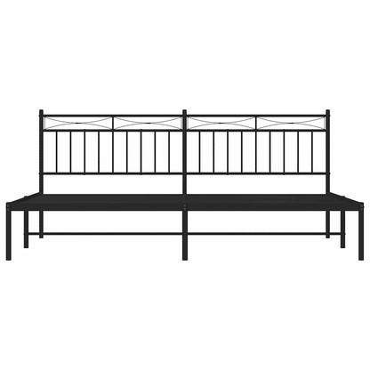 Bettgestell mit Kopfteil Metall Schwarz 193x203 cm