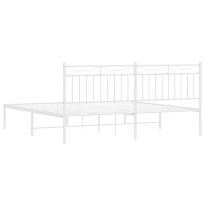 Bettgestell mit Kopfteil Metall Weiß 183x213 cm