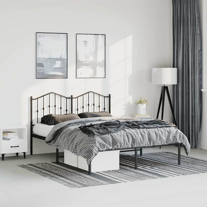 Bettgestell mit Kopfteil Metall Schwarz 135x190 cm