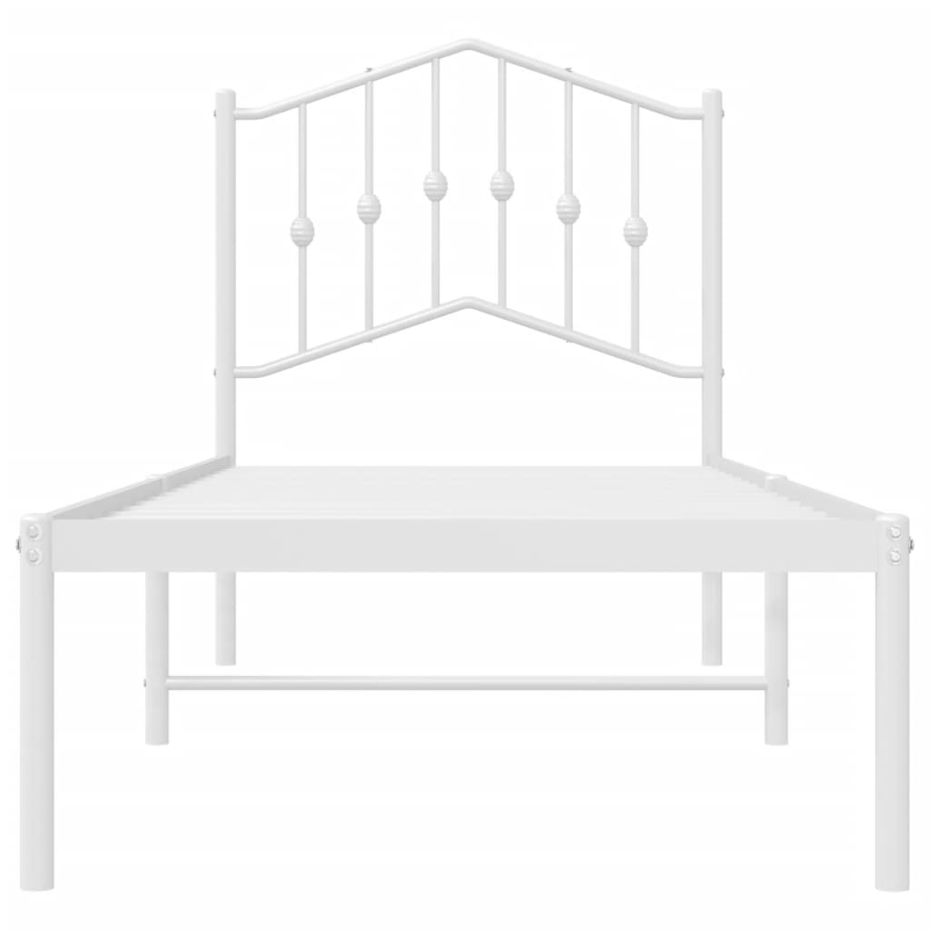 Metallbett ohne Matratze mit Kopfteil Weiß 75x190 cm