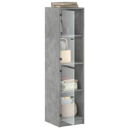 Highboard mit Glastüren Betongrau 35x37x142 cm