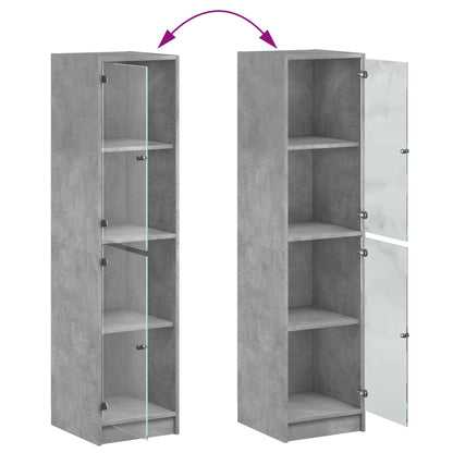 Highboard mit Glastüren Betongrau 35x37x142 cm