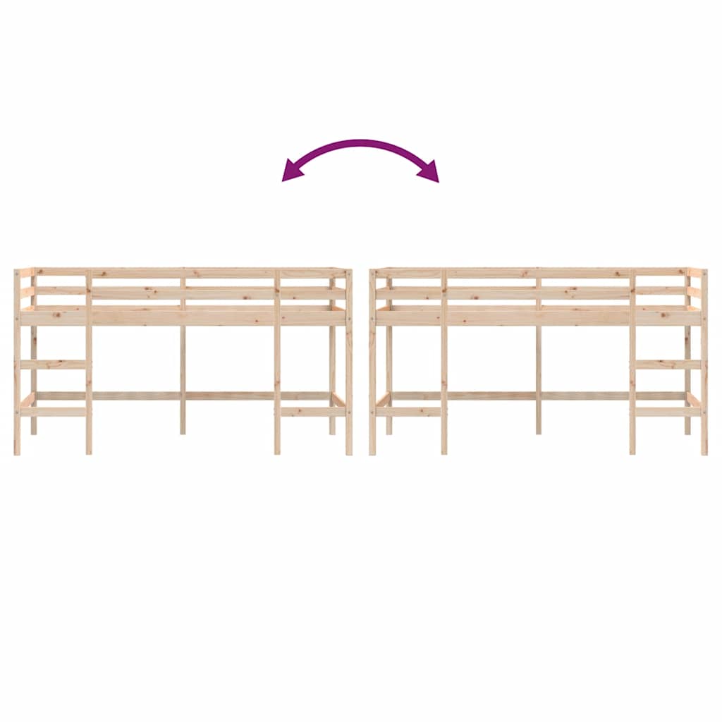 Kinderhochbett mit Leiter 90x190 cm Massivholz Kiefer