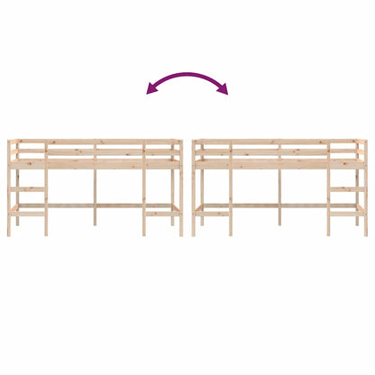 Kinderhochbett mit Leiter 90x190 cm Massivholz Kiefer