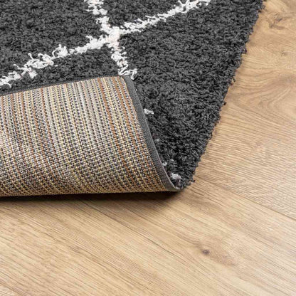 Shaggy-Teppich PAMPLONA Hochflor Modern Schwarz Creme 140x200cm