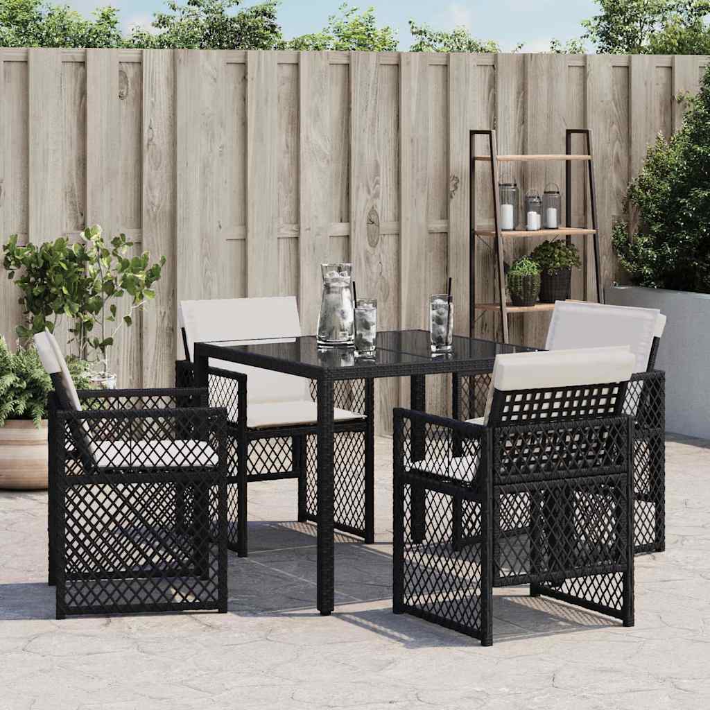 Gartenstühle mit Kissen 4 Stk. Schwarz Poly Rattan