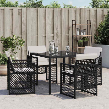 Gartenstühle mit Kissen 4 Stk. Schwarz Poly Rattan