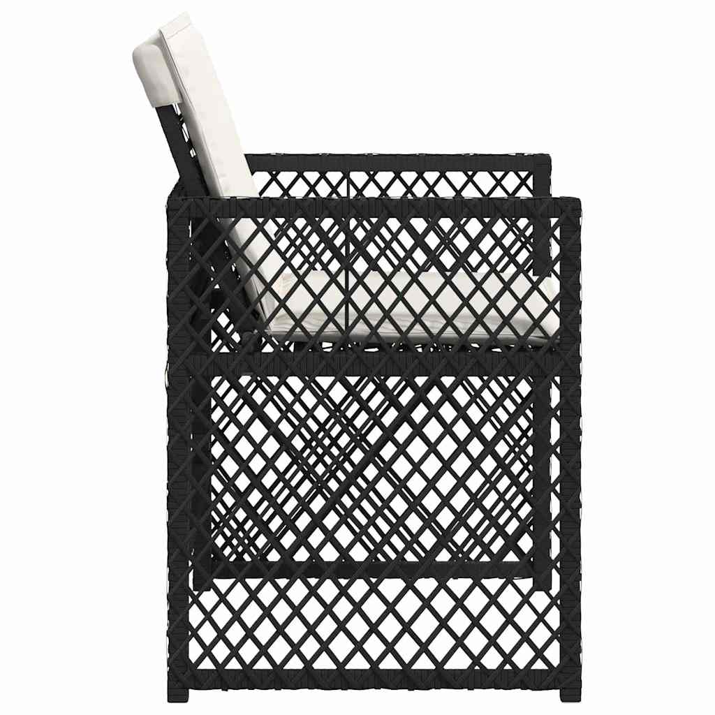 Gartenstühle mit Kissen 4 Stk. Schwarz Poly Rattan