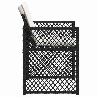 Gartenstühle mit Kissen 4 Stk. Schwarz Poly Rattan