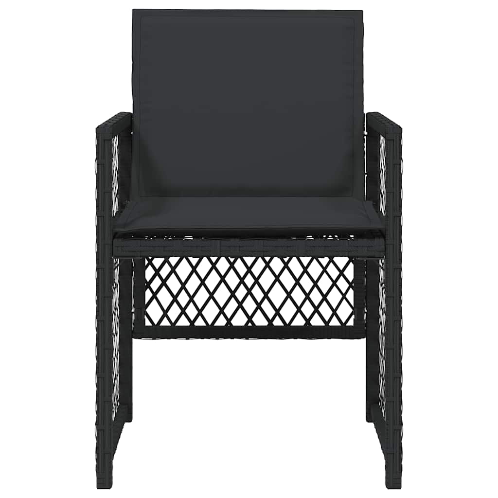 Gartenstühle mit Kissen 4 Stk. Schwarz Poly Rattan