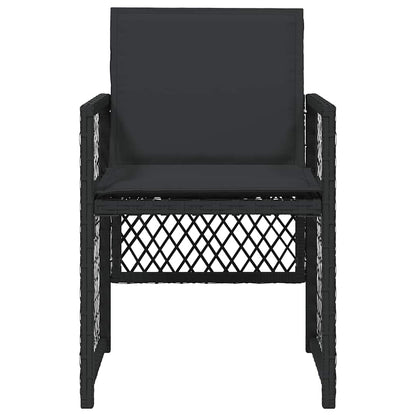 Gartenstühle mit Kissen 4 Stk. Schwarz Poly Rattan