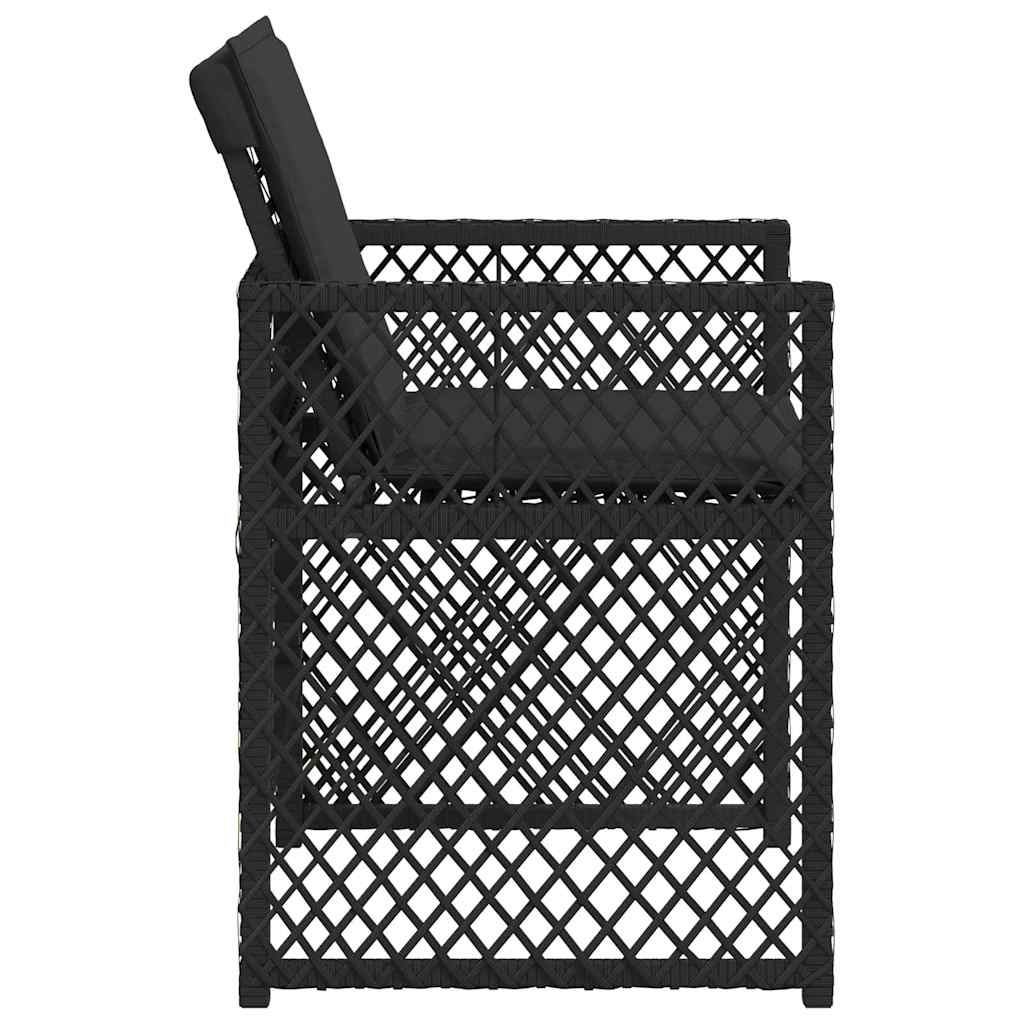 Gartenstühle mit Kissen 4 Stk. Schwarz Poly Rattan