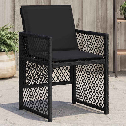 Gartenstühle mit Kissen 4 Stk. Schwarz Poly Rattan