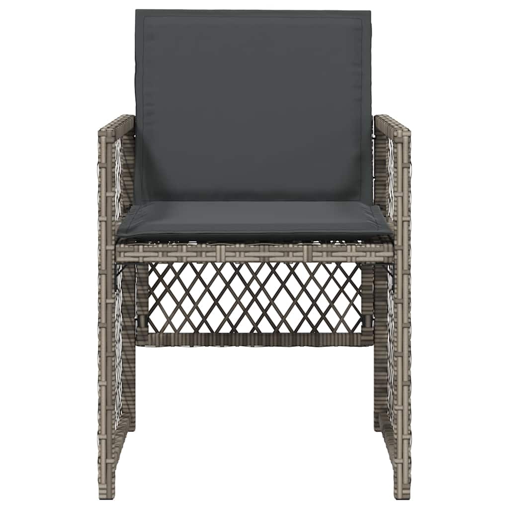 Gartenstühle mit Kissen 4 Stk. Grau Poly Rattan