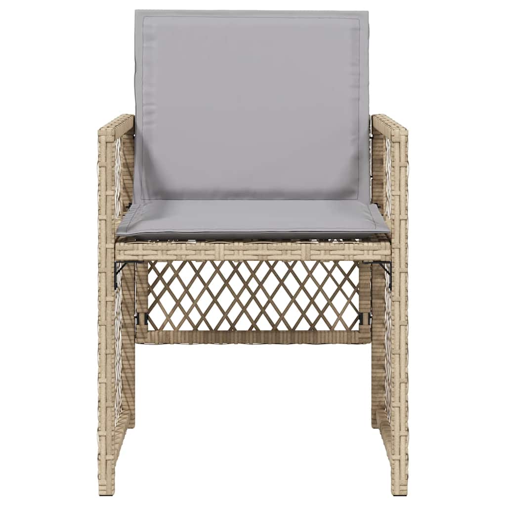 Gartenstühle mit Kissen 4 Stk. Beigemischung Poly Rattan