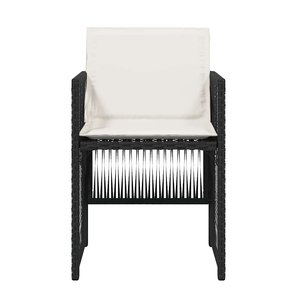 Gartenstühle mit Kissen 4 Stk. Schwarz Poly Rattan
