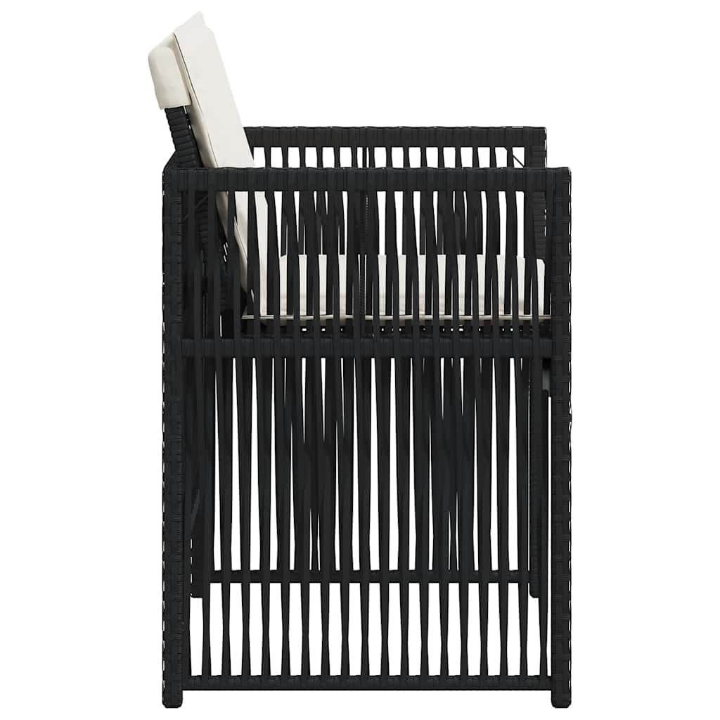 Gartenstühle mit Kissen 4 Stk. Schwarz Poly Rattan
