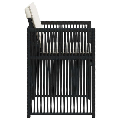 Gartenstühle mit Kissen 4 Stk. Schwarz Poly Rattan