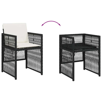Gartenstühle mit Kissen 4 Stk. Schwarz Poly Rattan