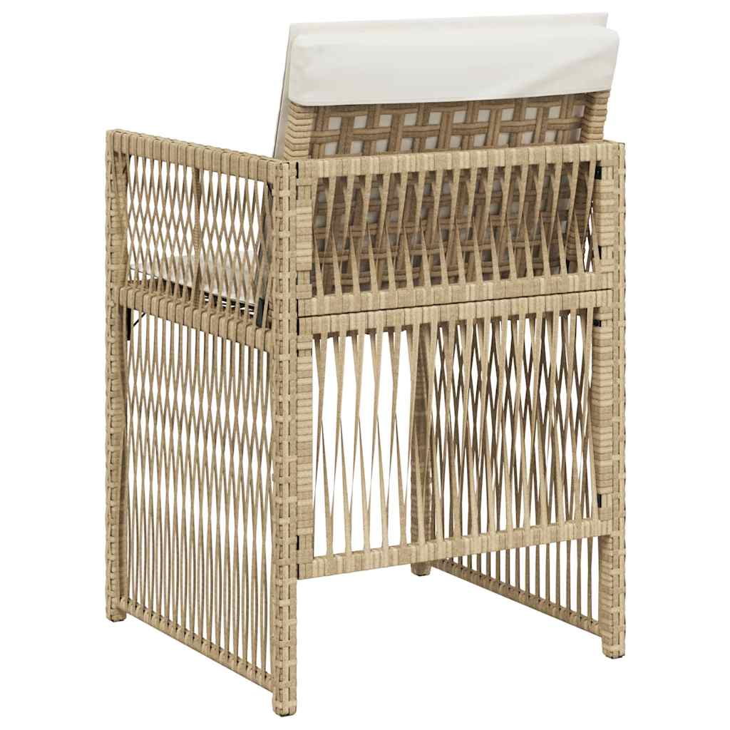 Gartenstühle mit Kissen 4 Stk. Beige Poly Rattan
