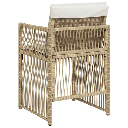 Gartenstühle mit Kissen 4 Stk. Beige Poly Rattan
