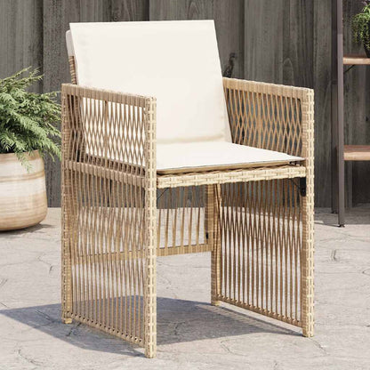 Gartenstühle mit Kissen 4 Stk. Beige Poly Rattan