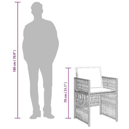 Gartenstühle mit Kissen 4 Stk. Hellgrau Poly Rattan
