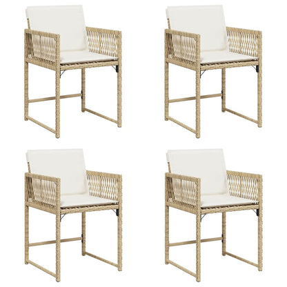 Gartenstühle mit Kissen 4 Stk. Beige Poly Rattan