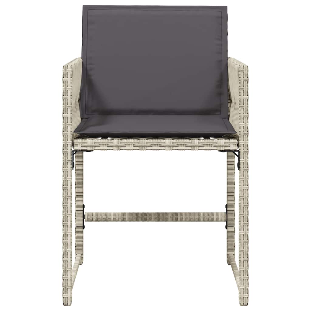 Gartenstühle mit Kissen 4 Stk. Hellgrau Poly Rattan