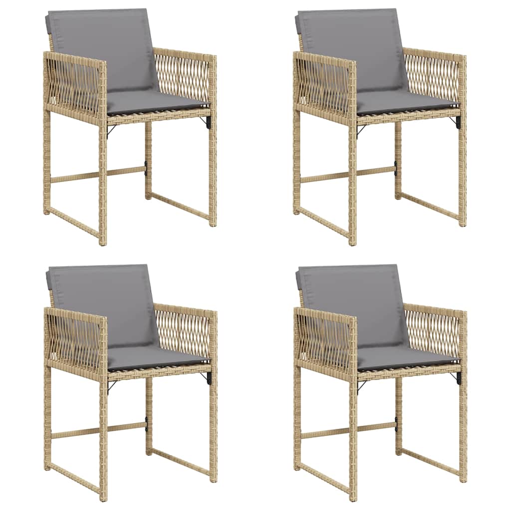 Gartenstühle mit Kissen 4 Stk. Beigemischung Poly Rattan