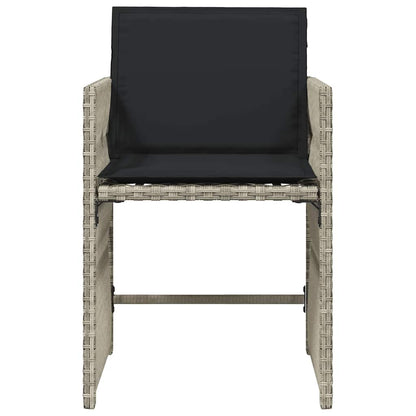 Gartenstühle mit Kissen 4 Stk. Hellgrau Poly Rattan